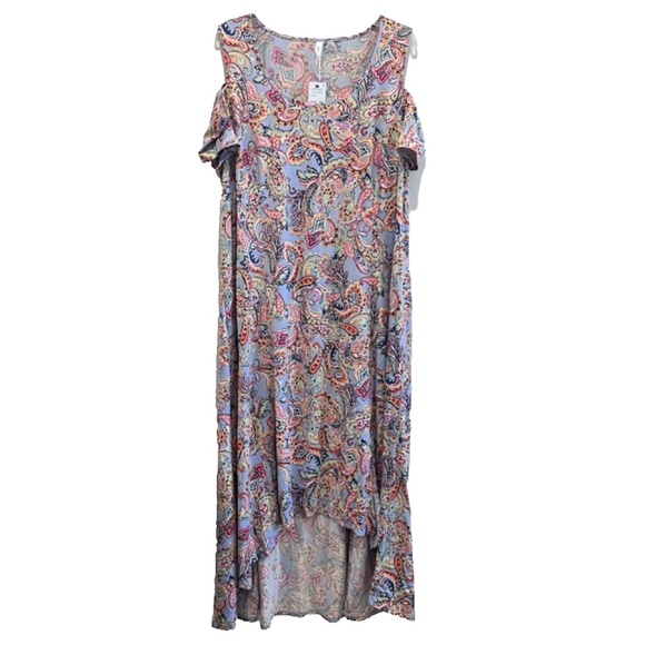 NY Collection Women's Multi-Color Paisley Cold Shoulder Midi Dress Plus Sz 2XWP - Picture 6 of 15